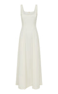 Adaline Midi Dress in Ivory Soft Wool