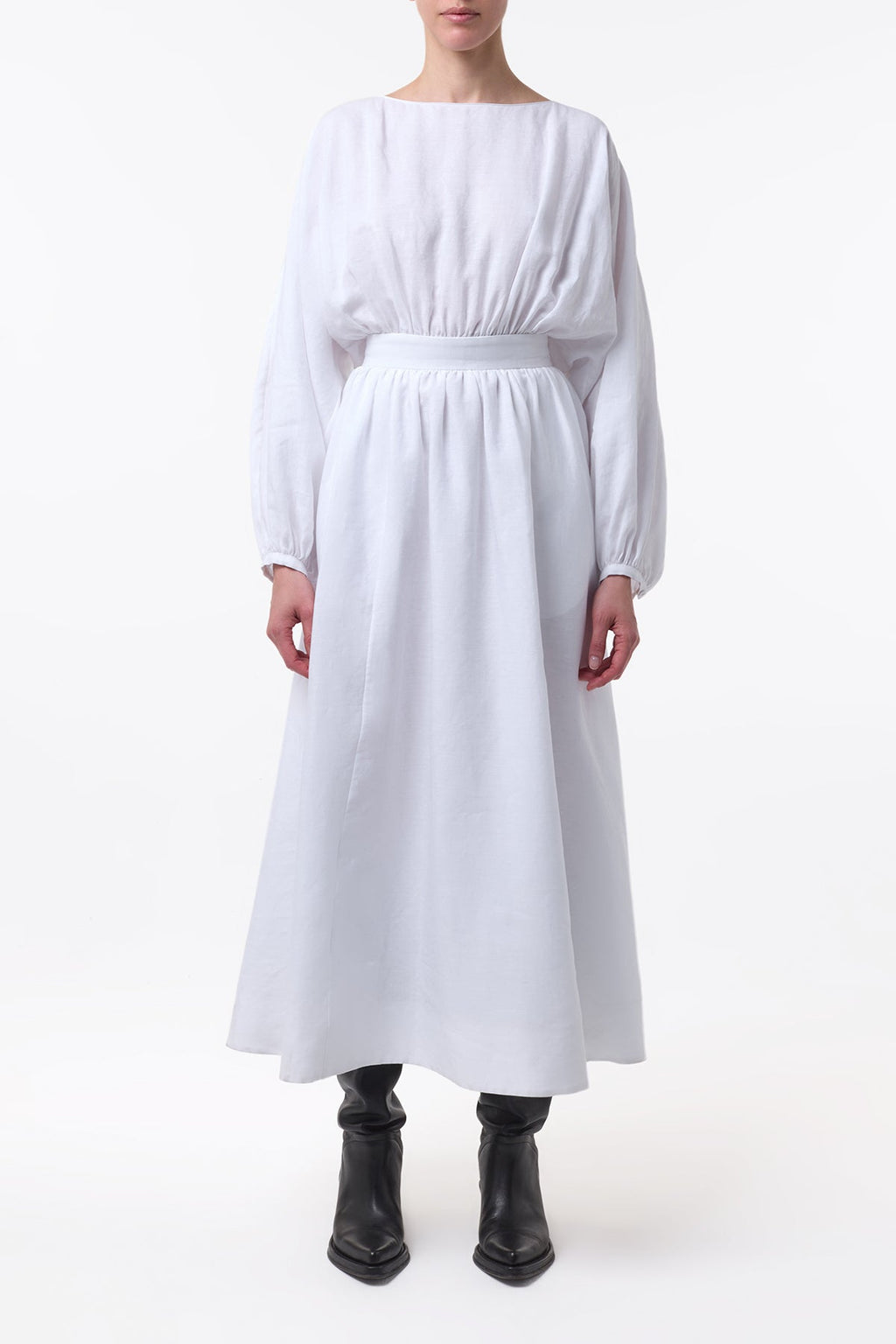 Ahmose Maxi Dress in White Aloe Linen