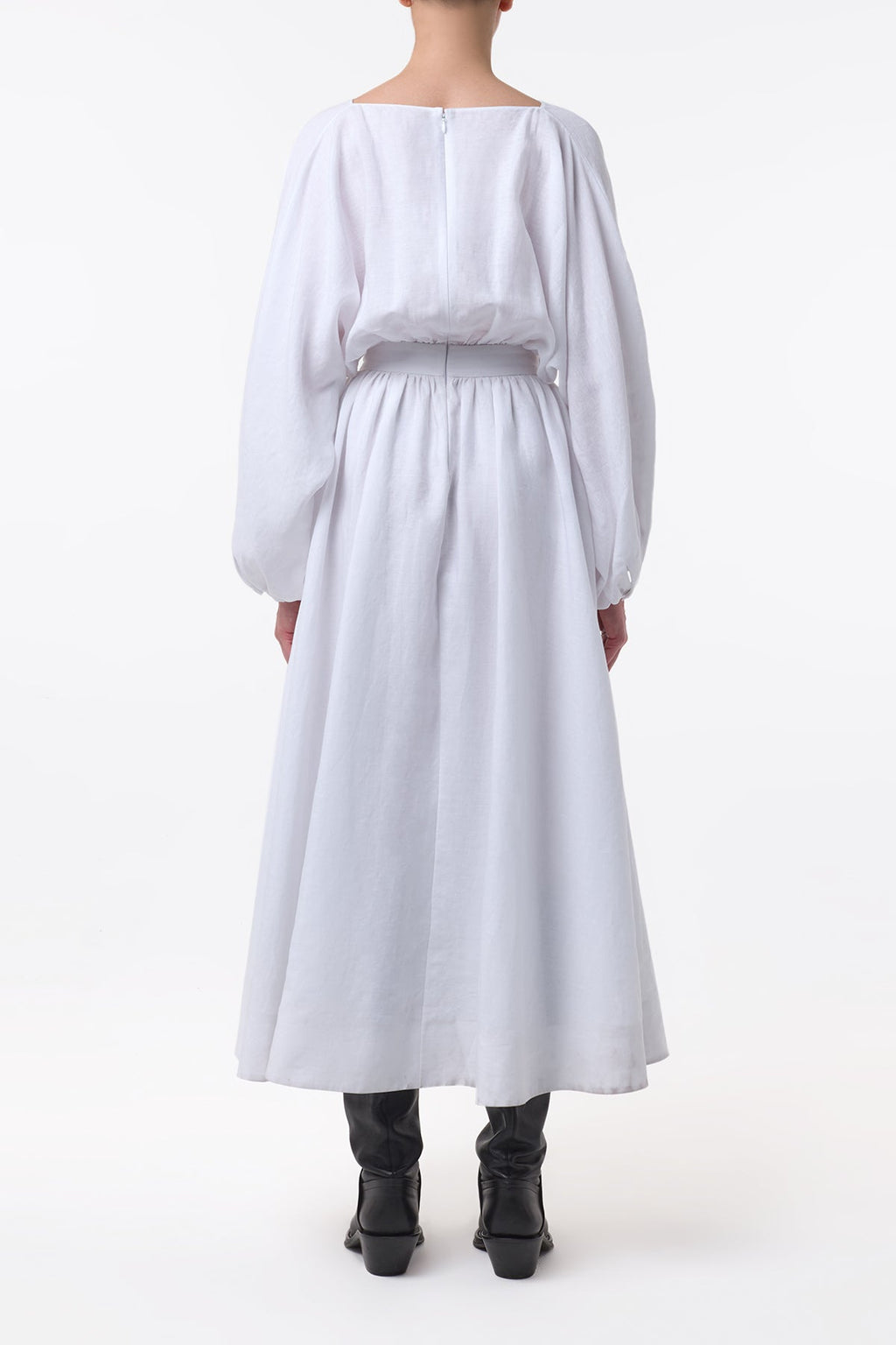 Ahmose Maxi Dress in White Aloe Linen