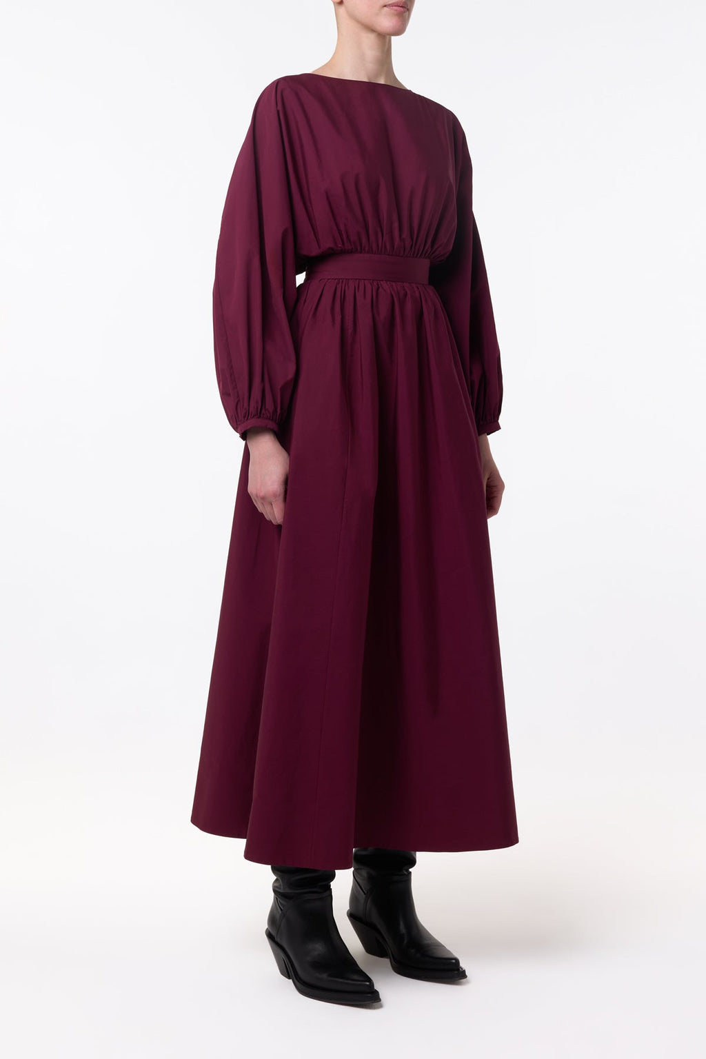 Ahmose Maxi Dress in Bordeaux Sea Island Cotton