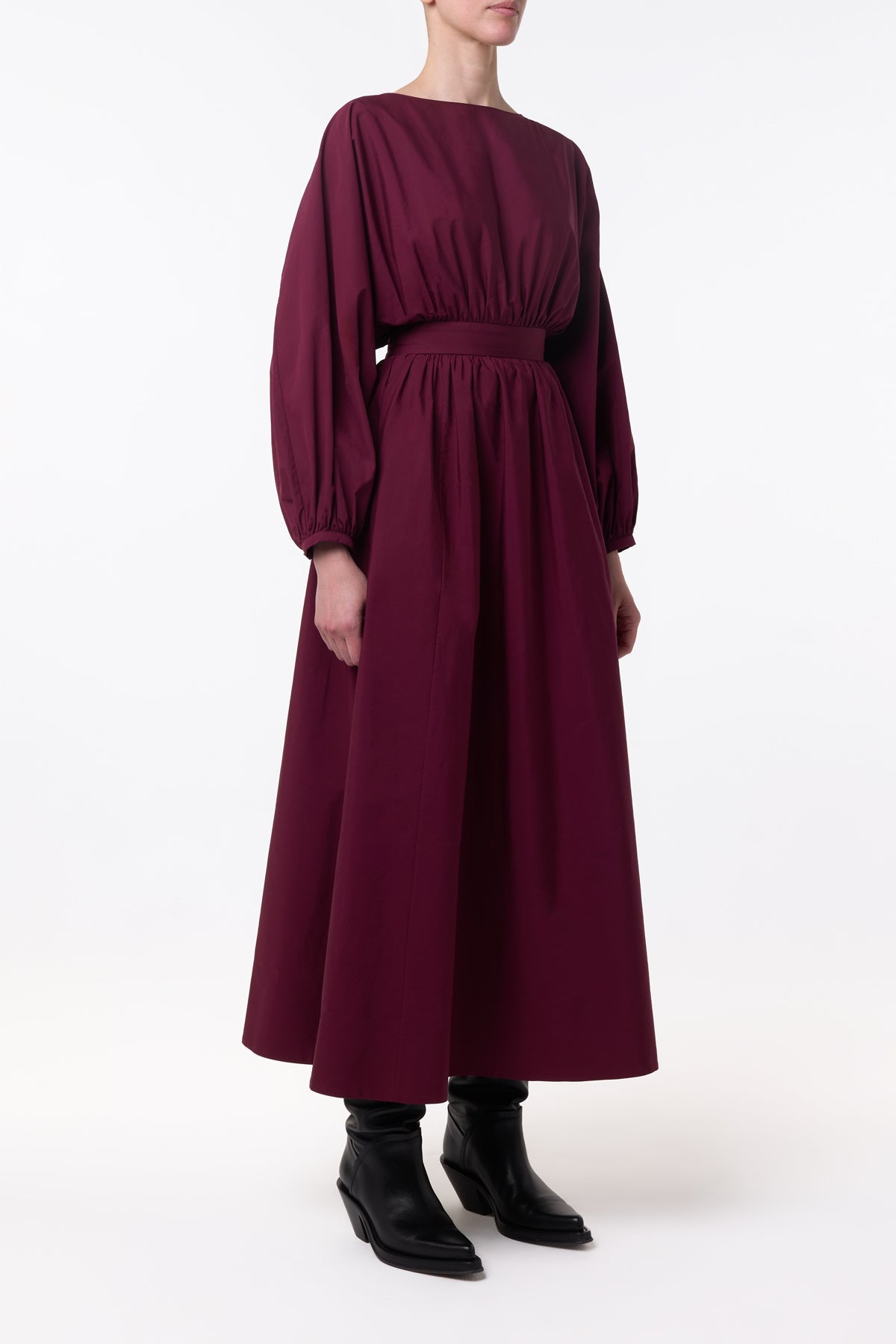 Ahmose Maxi Dress in Bordeaux Sea Island Cotton