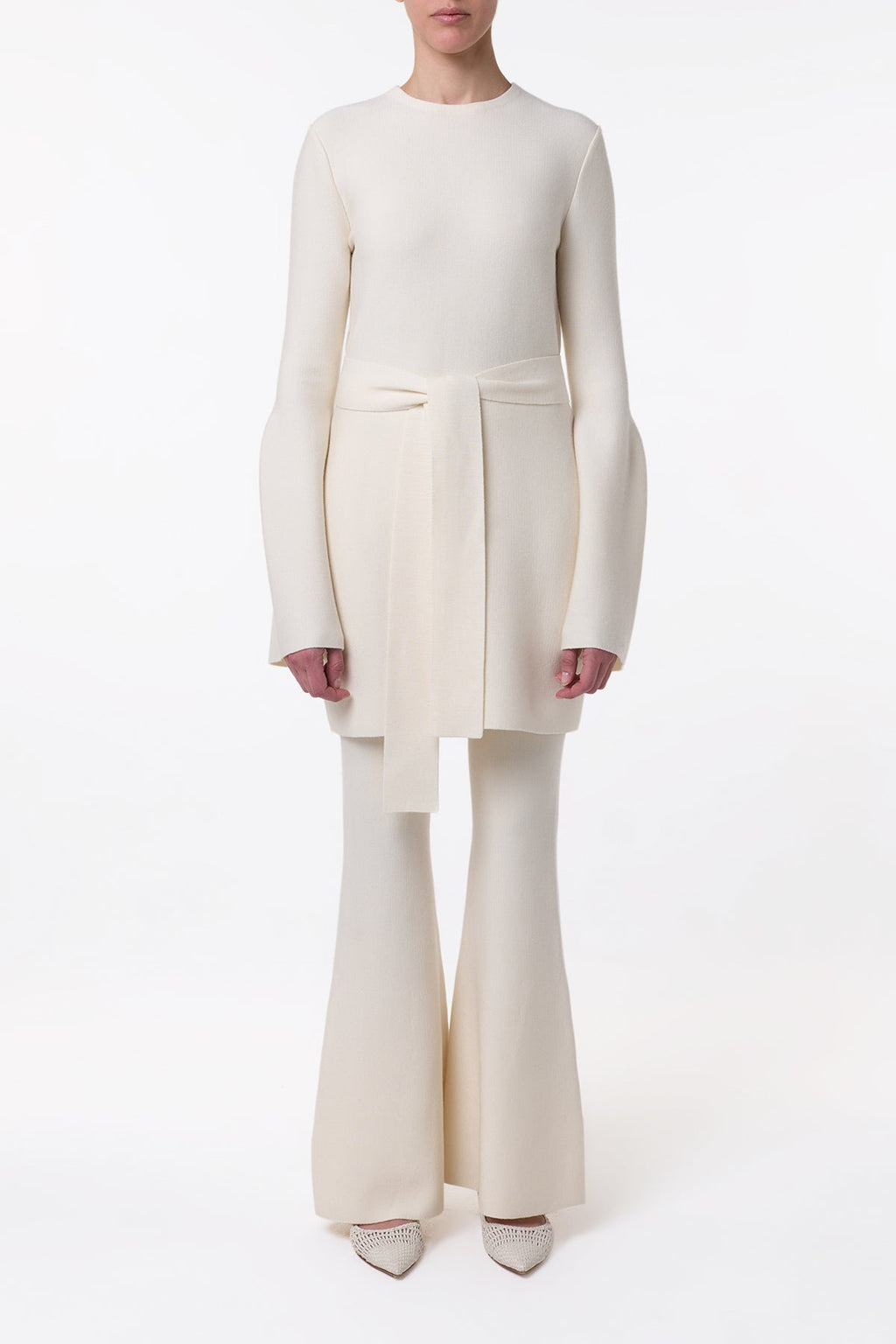 Tenas Knit Mini Dress in Ivory Merino Wool Cashmere