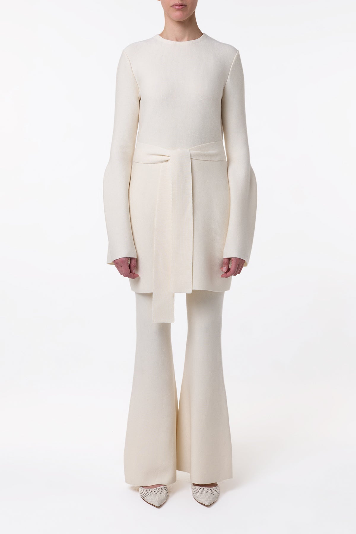 Tenas Knit Mini Dress in Ivory Merino Wool Cashmere